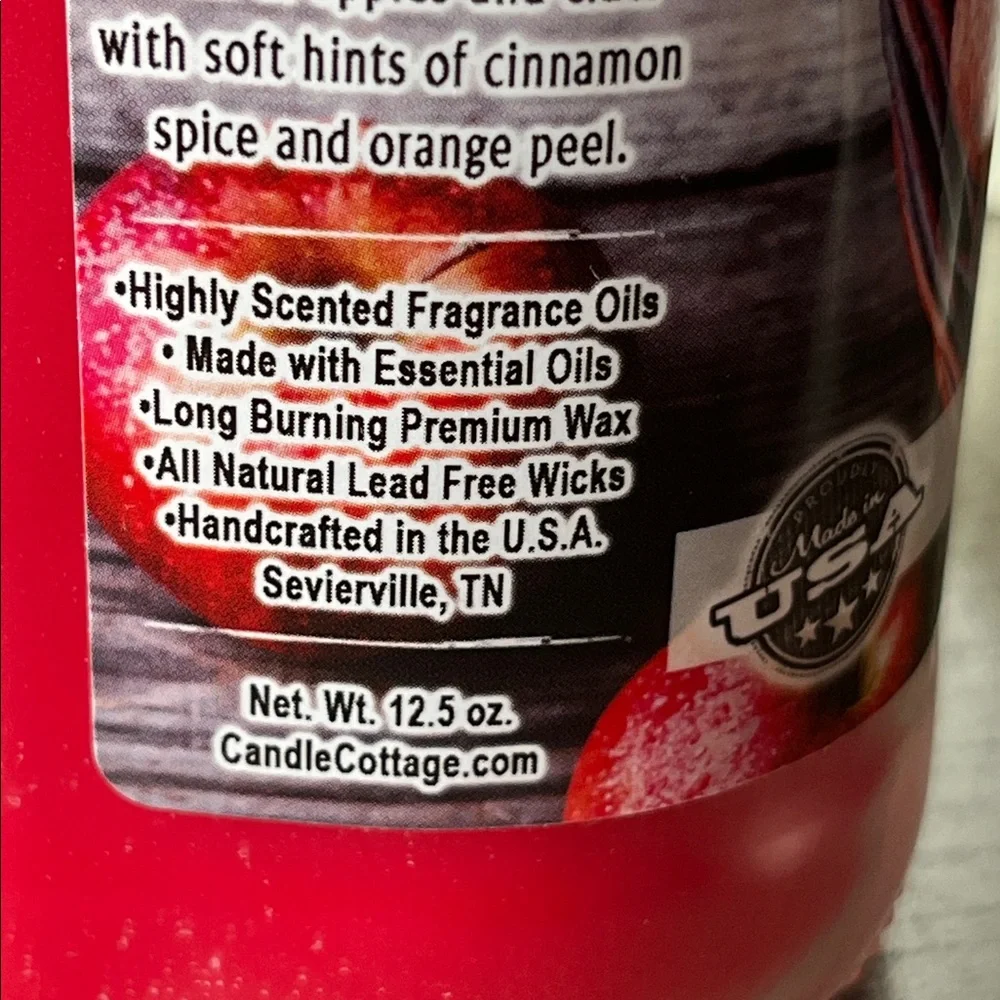Candle Cottage Farmhouse🍎 Apple Scented Candle-N-Mason Jar 🆕 12.5oz -USA-TN